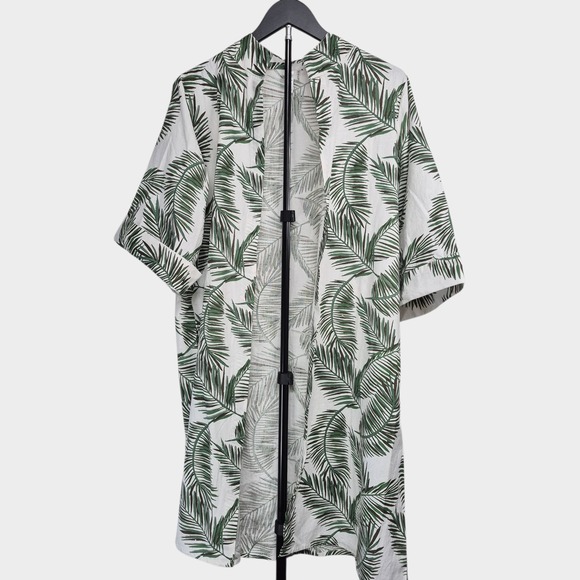 Mirror Image Other - Mirror Image Womens Size S Palm Tropical Leaf Open Swim Cover Tunic Linen Cotton